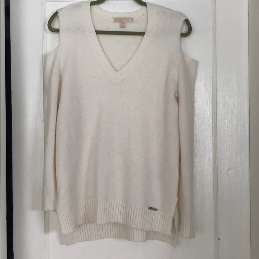 Michael Kors V-Neck Cold Shoulder Sweater